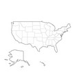 blank black outline map of usa united vector image