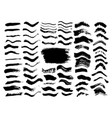 black wave dirty brush strokes set labels vector image