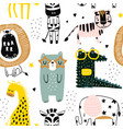 seamless childish pattern with cute bears rainbow vector image