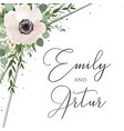 wedding floral watercolor style invite card design vector image vector image