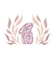card with curious decorated rabbit in stems vector image
