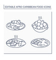 afro-caribbean food line icons set vector image