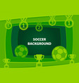 soccer abstract background with paper cut shapes vector image vector image