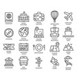 tourism and travel line icons set on white vector image vector image