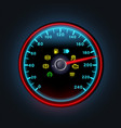 bright neon digital speedometer with light vector image