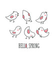 collection of cute hand drawn bird doodles vector image