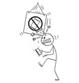 no mobile or cell phones cartoon stick figure vector image vector image