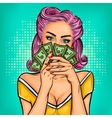 pop art girl with cash vector image vector image