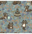 seamless pattern with raccoons in cartoon vector image vector image