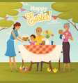 family easter dinner flat poster vector image