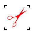 hair cutting scissors sign red icon vector image
