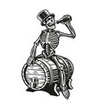 a skeleton is drinking bottle beer vector image vector image