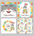 happy birthday collection cards and seamless vector image