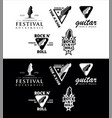 set rock n roll music guitar logo symbols label vector image