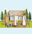 building construction site with workers vector image