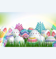 happy easter background with realistic easter vector image vector image