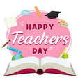 Happy Teachers Day Banner With School Stuffs Vector Image