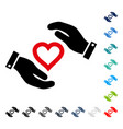 love heart care hands icon vector image
