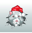 cartoon mouse with a hat and digits 2020 made vector image vector image