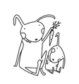 hare and leveret eating carrot outline for kids vector image vector image