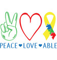 peace love able on white background vector image
