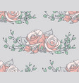 seamless pattern with drawn flowers roses vector image