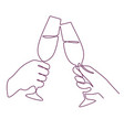 hands with champagne glasses linear mans vector image vector image