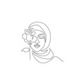 young happy woman in hijab with flowers on her vector image vector image