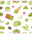 green matcha and chocolate sweet desserts cakes vector image