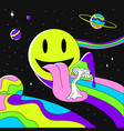smiley face with a mushroom on the tongue vector image