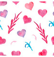 pink watercolor painted hearts seamless pattern vector image vector image