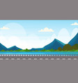 road near river mountain forest woods natural vector image