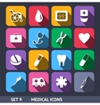 medical icons with long shadow vector image
