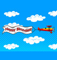 airplane inscription across sky pop art vector image