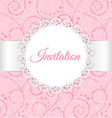 lace frame with silver ribbon on swirl background vector image vector image
