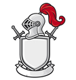 medieval knight helmet shield crossed swords vector image