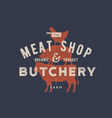 poster for butchery meat shop cow pig hen vector image vector image