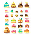 layered cakes and slices flat vector image