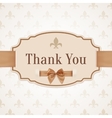 thank you banner with golden ribbon and a bow vector image