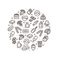chocolate sweets round design template black thin vector image
