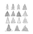 set of christmas tree doodle hand vector image