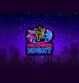 halloween neon billboard night vector image vector image