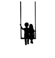 silhouettes children boy and girl on swing vector image