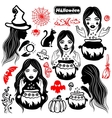vintage halloween of icons vector image