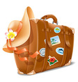 suitcase and hat vector image