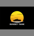 sunset sunrise desert tank silhouette logo design vector image