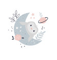 a cute owl on moon vector image vector image