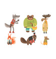 cute animals cartoon characters in various clothes vector image