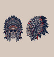 native american indian chief skull vector image