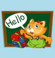 a cat student say hello vector image